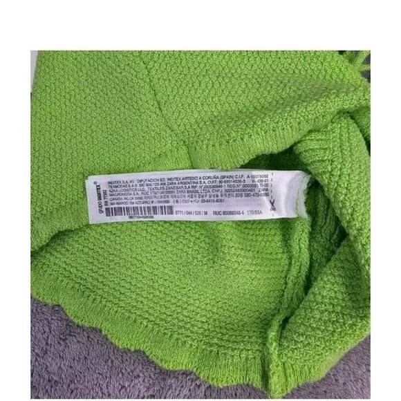 Zara Tank Top Medium Cropped Knit pull on lace up front scalloped 6771 044 - Picture 4 of 5